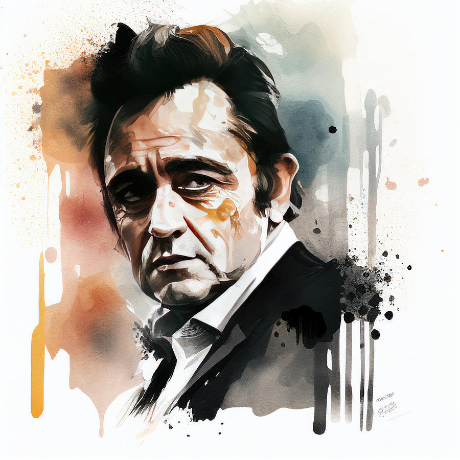 Johnny Cash Painting - Johnny Cash No.2 by My Head Cinema