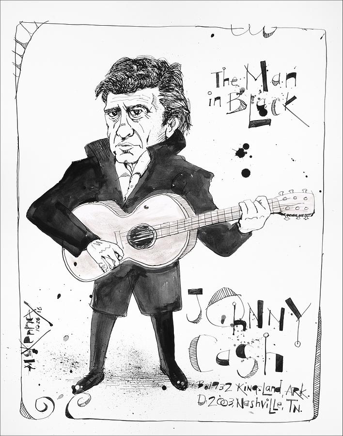 Johnny Cash Drawing by Phil Mckenney
