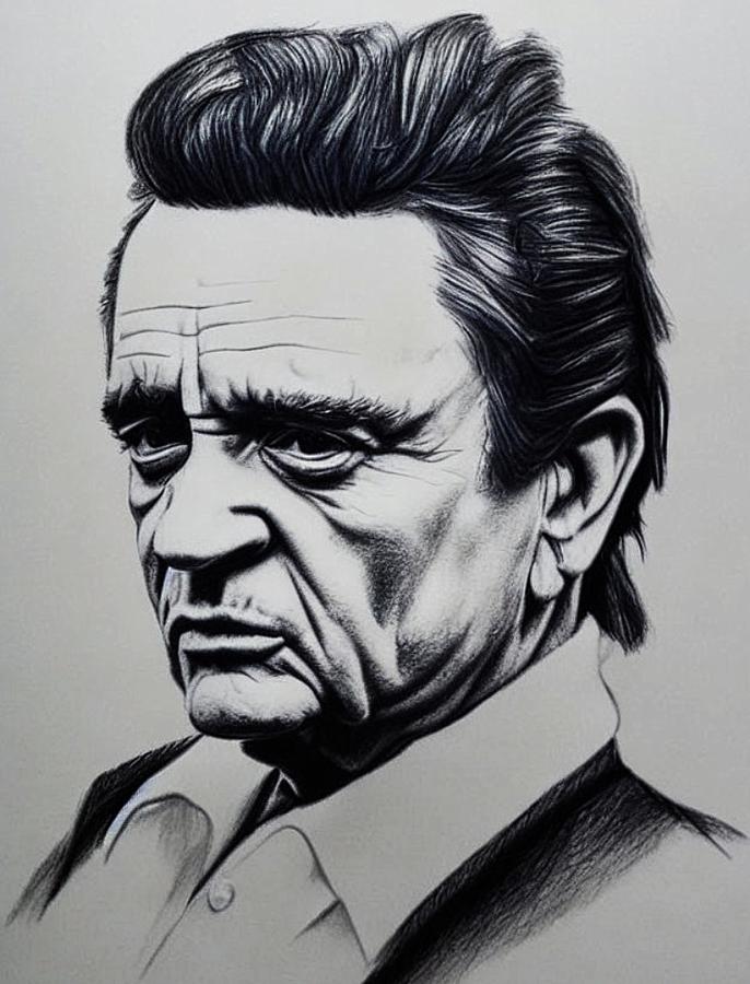 Johnny Cash Portrait Digital Art by Bob Smerecki - Fine Art America