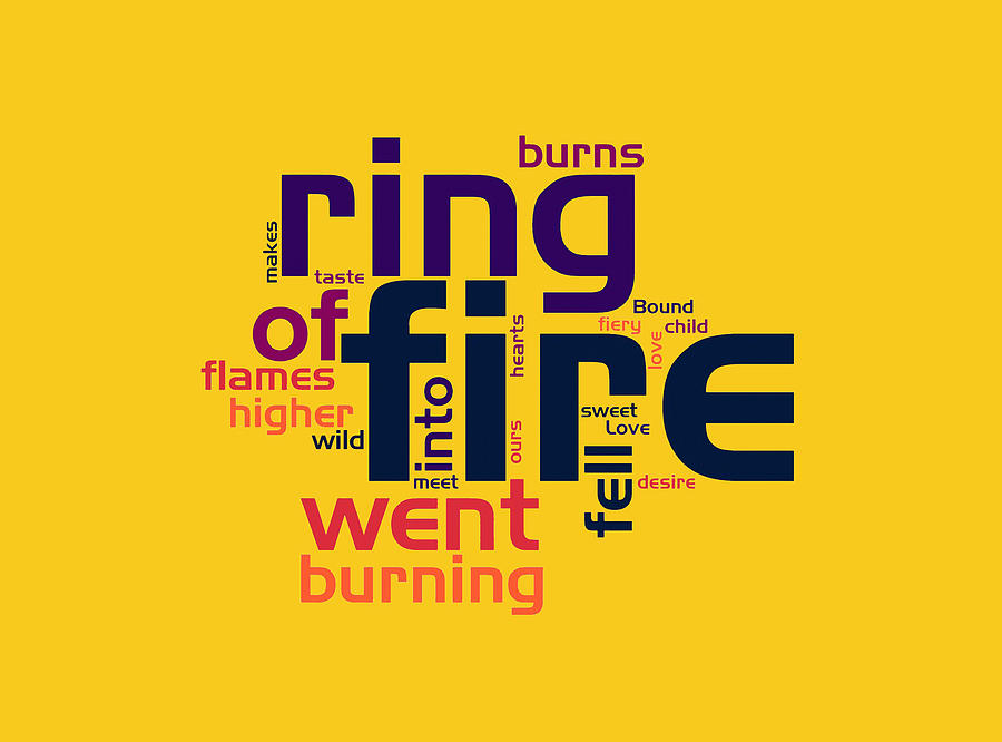 Johnny Cash - Ring of Fire Lyrical Cloud Digital Art by Susan Maxwell Schmidt