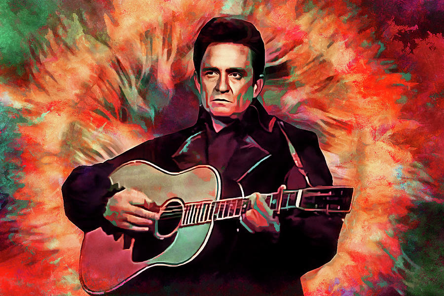 Johnny Cash Mixed Media - Johnny Cash Tribute Art Ring Of Fire by The Rocker Chic