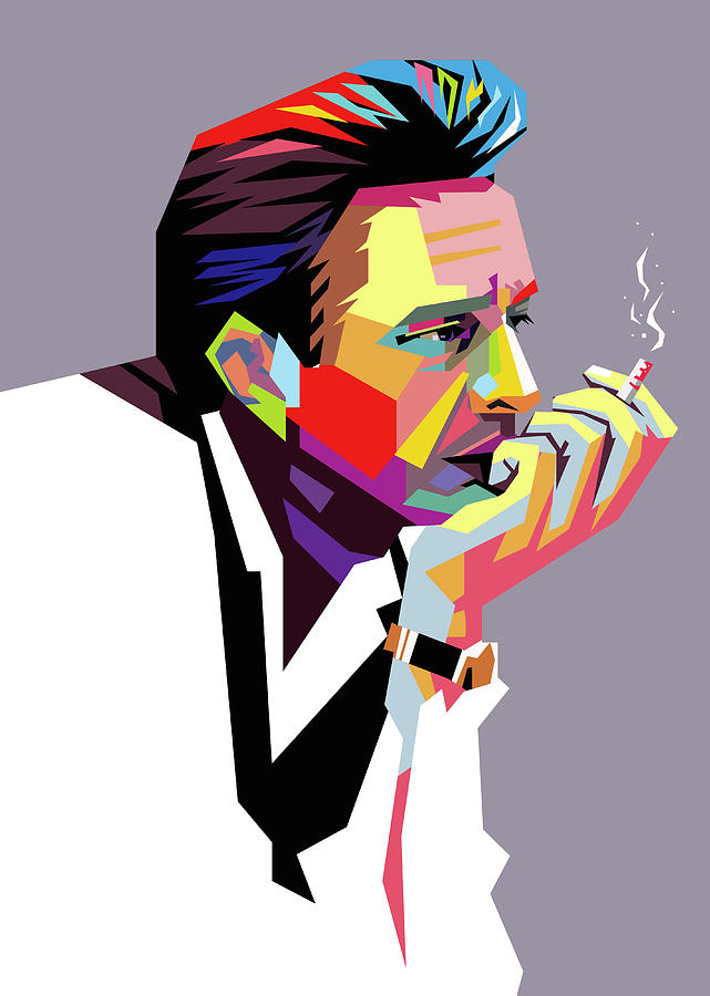 Johnny Cash Digital Art - Johnny Cash Wpap Pop Art by Ahmad Nusyirwan