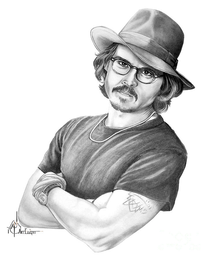 Johnny Depp Drawing - Johnny Depp drawing  by Murphy Elliott