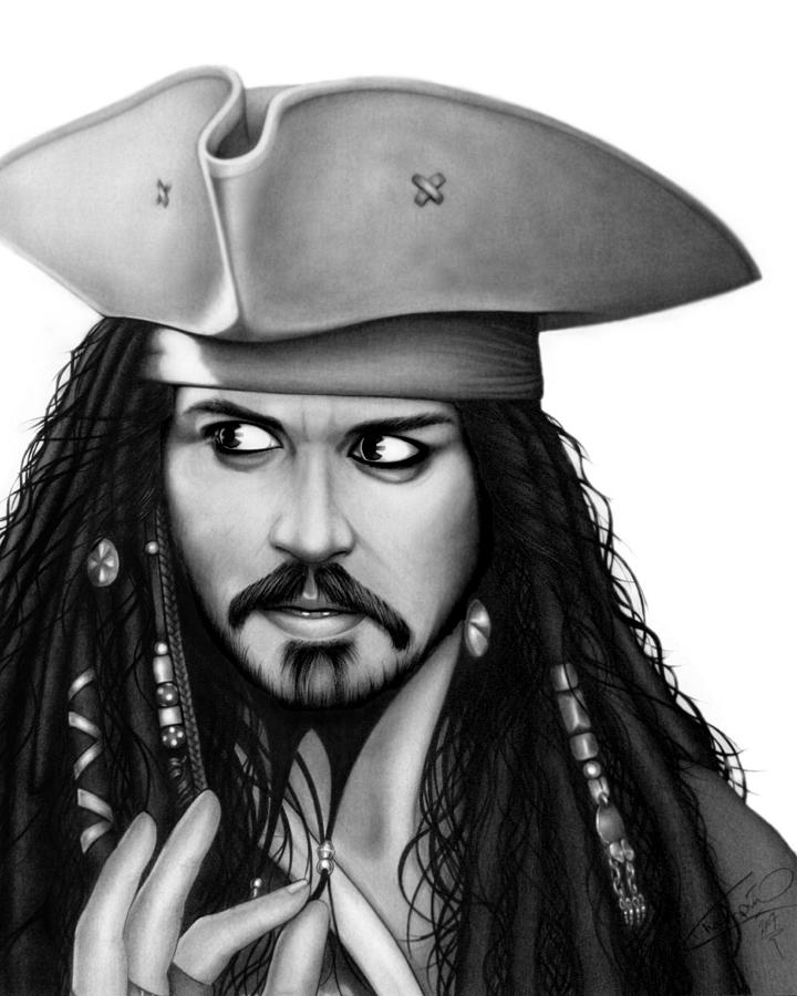 Johnny Depp Pirates of the Caribbean Drawing by Champin Portraits