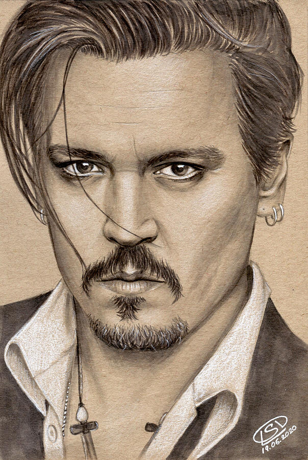 Johnny Depp Sepia Portrait Drawing by Olga Dmitrieva Fine Art America