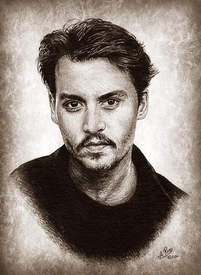 Johnny Depp sepia version 2 Drawing by Andrew Read