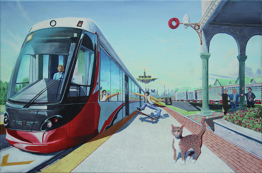 Johnny on the Monorail Painting by Michael Goguen