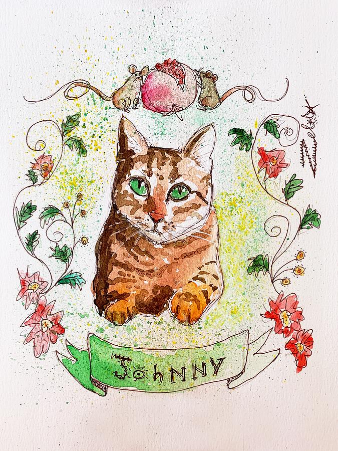 Johnny the Cat Painting by Zelda Tessadori