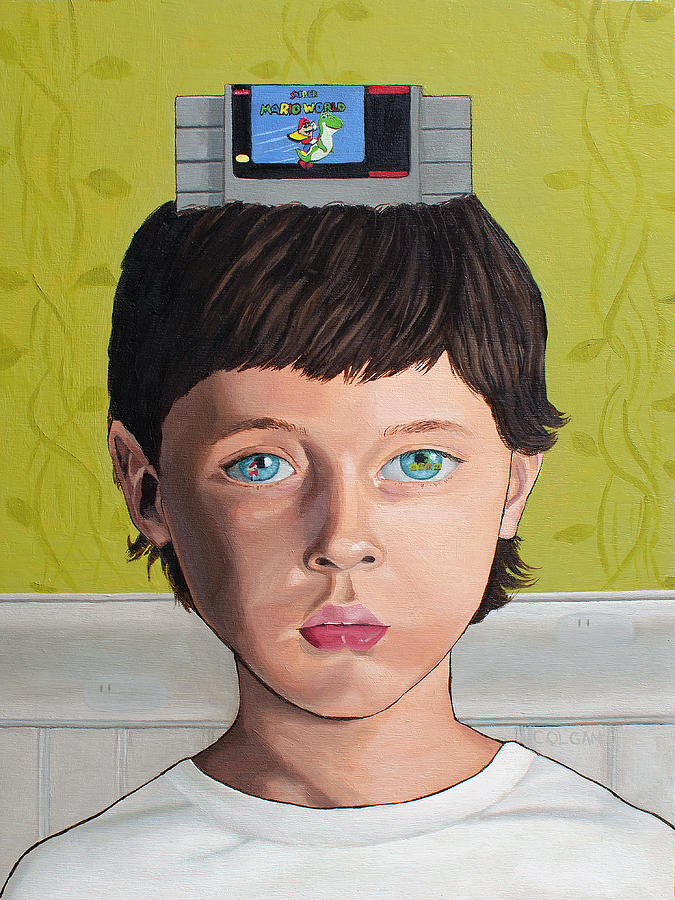Vintage Painting - Johnnys a Gamer by Denise Colgan