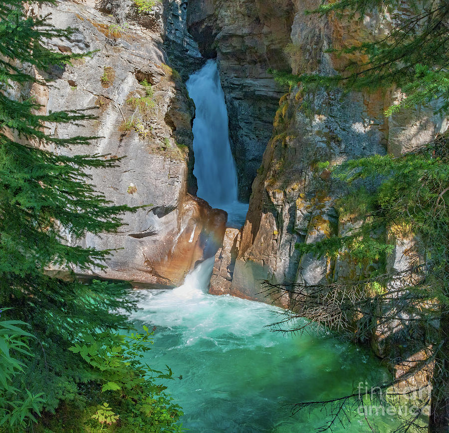 Waterfall Photograph - Johnson Canyon Falls, Alberta  5.0536 by Stephen Parker
