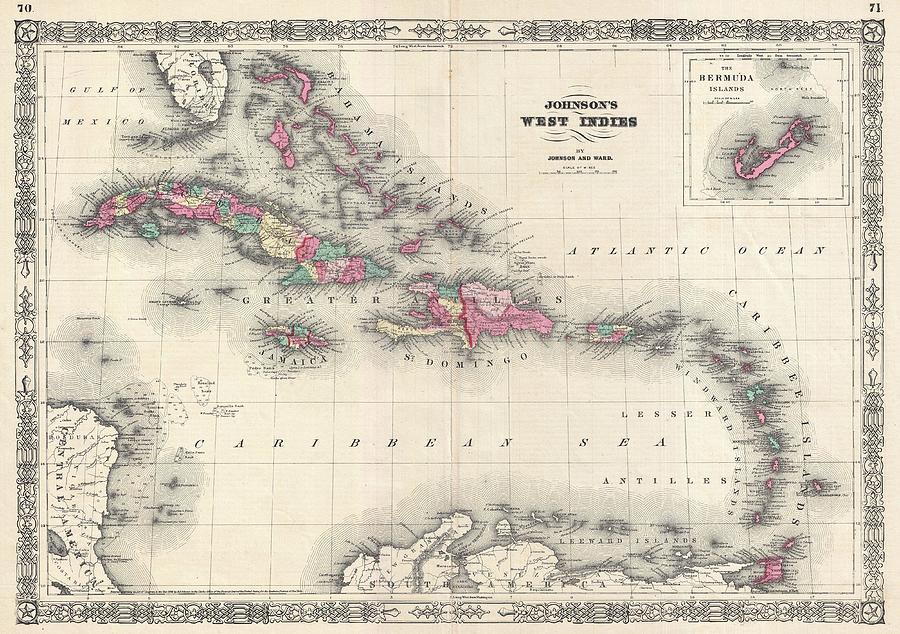 Johnson Map Of The West Indies And Caribbean Drawing By Alvin Jewett Johnson Fine Art America 3690