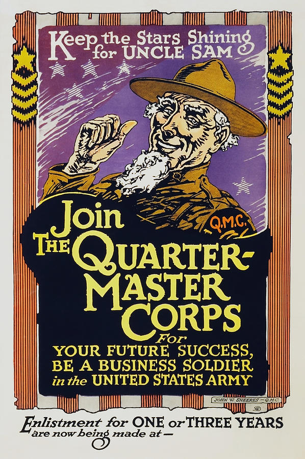 Join The Quartermaster Corps - Keep The Stars Shining For Uncle Sam - 1919 Painting by War Is Hell Store