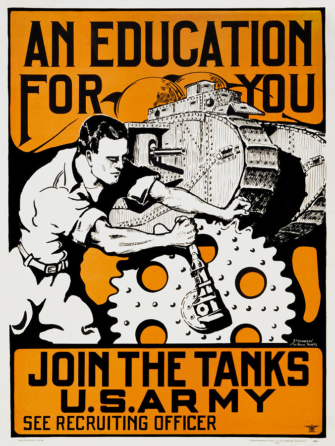 Join the Tanks US Army - 1919 - World War 1 Recruiting  Painting by War Is Hell Store