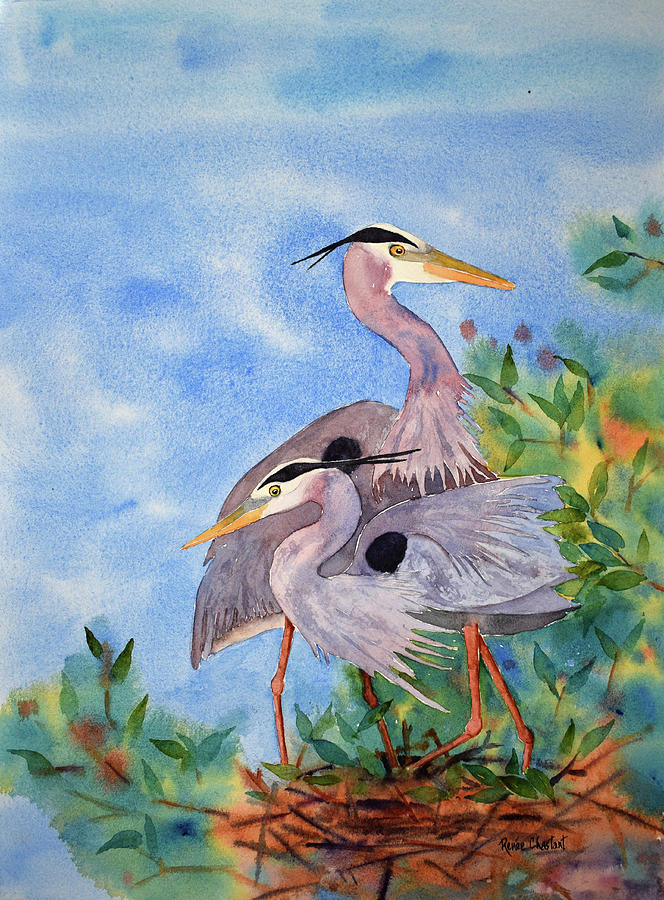 Heron Painting - Joint Venture by Renee Chastant