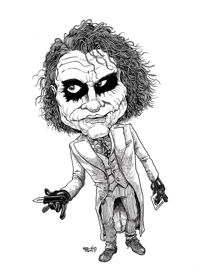 Joker Drawing by Mike Scott