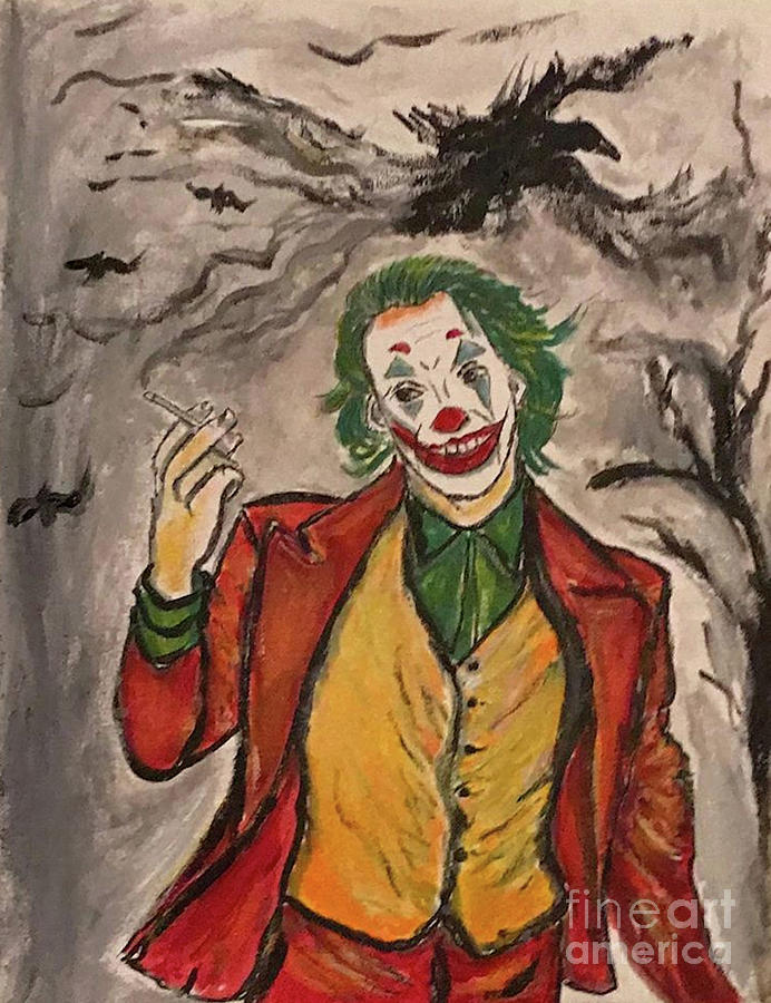 Joker with Blackbirds Painting by Sandy DeLuca