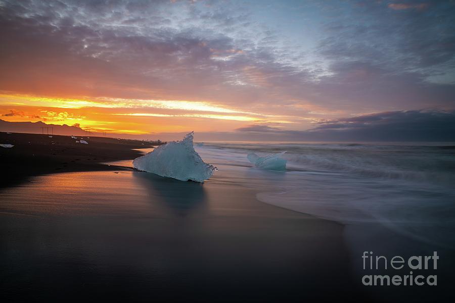 Jokulsarlon Blue Ice Sunrise Serenity Photograph