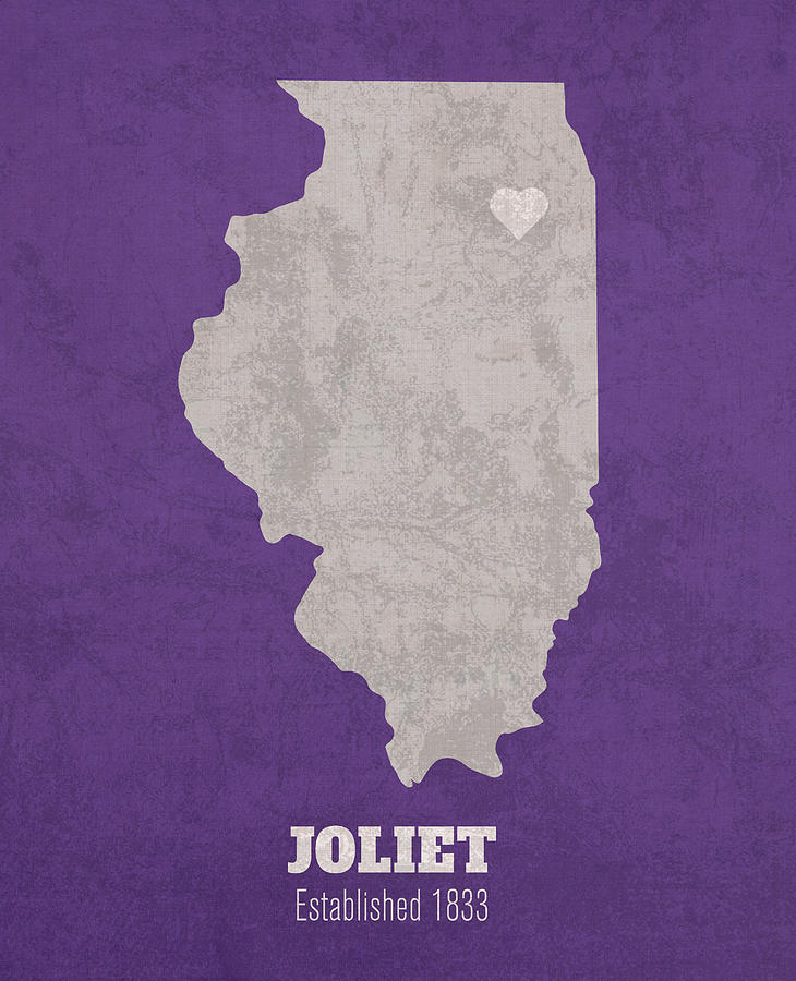 Joliet Illinois City Map Founded 1833 Northern University Color Palette ...