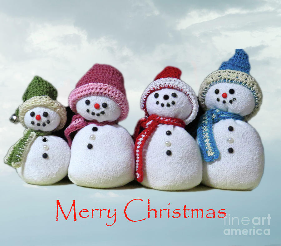 Jolly Crocheted Snowmen Photograph by Linda Vanoudenhaegen