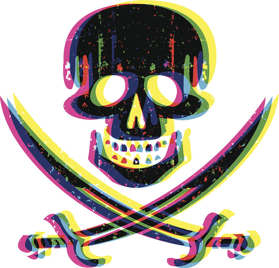 Jolly Roger Overprint Drawing by Quisp65