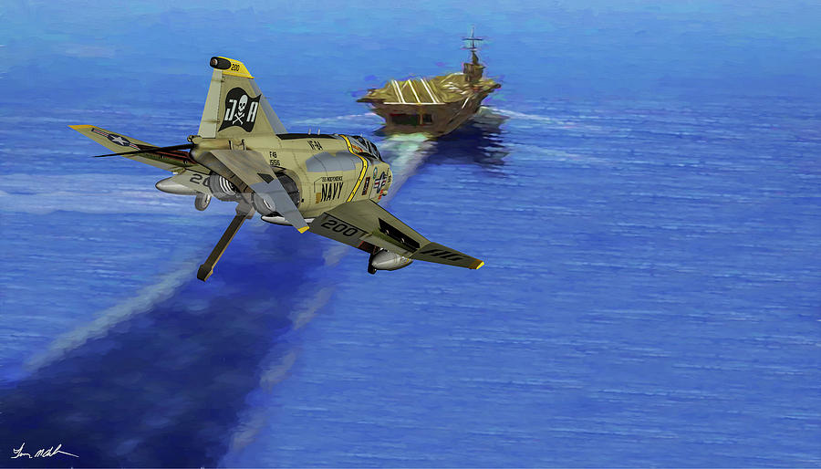 Us Navy Digital Art - Jolly Rogers F-4 on Final - Art by Tommy Anderson