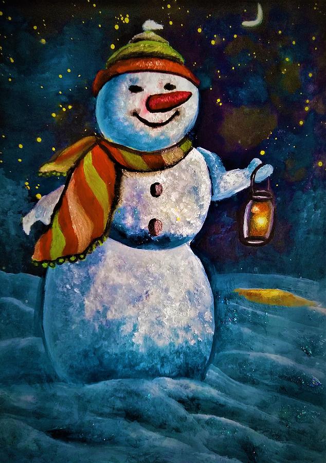 Jolly snowman Painting by Tara Krishna
