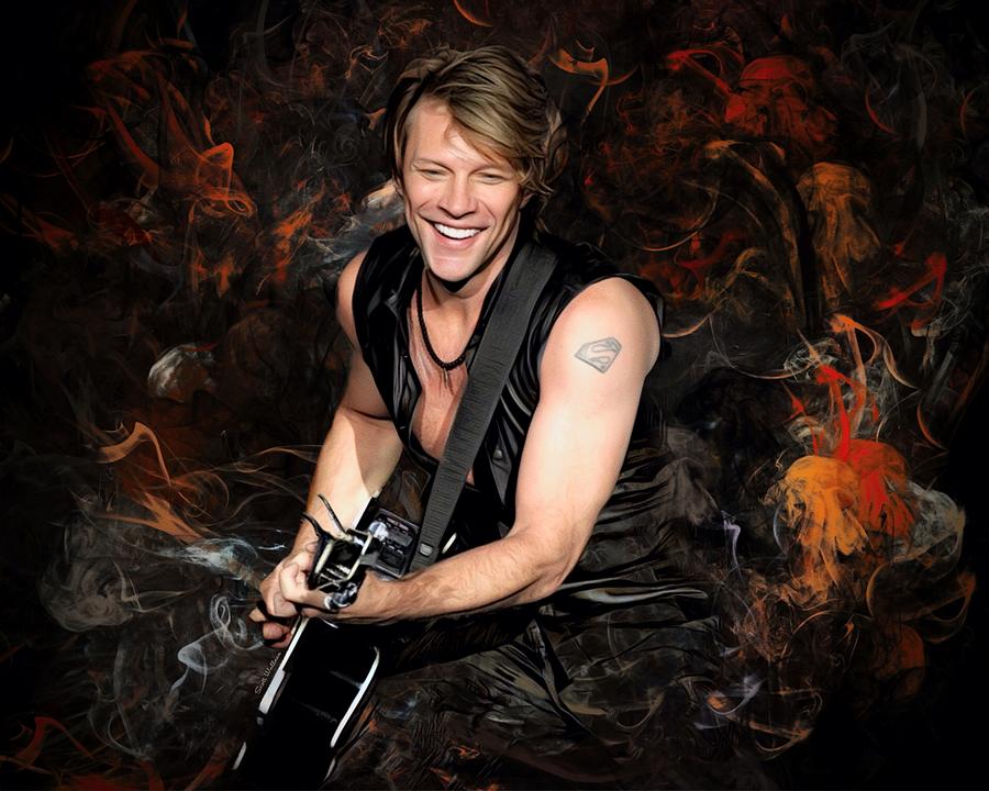 Bon Jovi Digital Art - Jon Bon Jovi by Scott Wallace Digital Designs