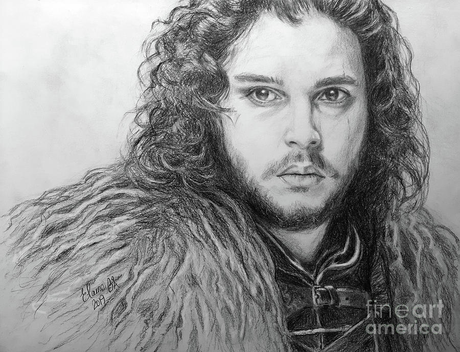 Jon Snow Drawing by Elaine Berger