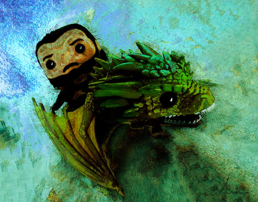 Jon Snow On The Dragon Painting by Miki De Goodaboom