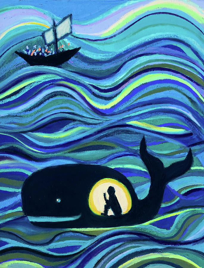 Jonah and the Whale Pastel by Polly Castor