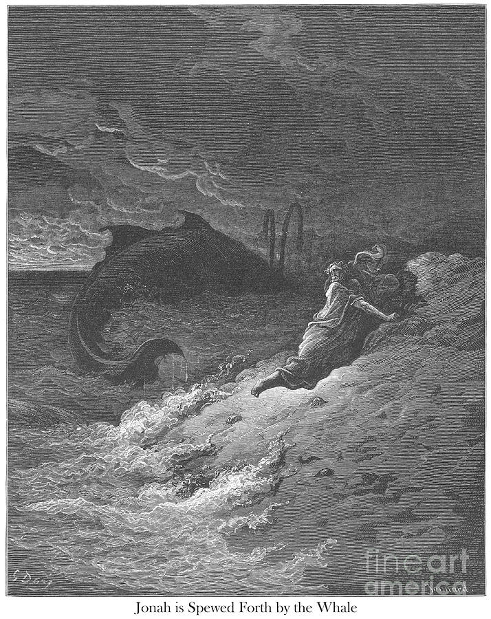 Jonah Cast Forth by the Whale by Gustave Dore v1 Drawing by Historic ...