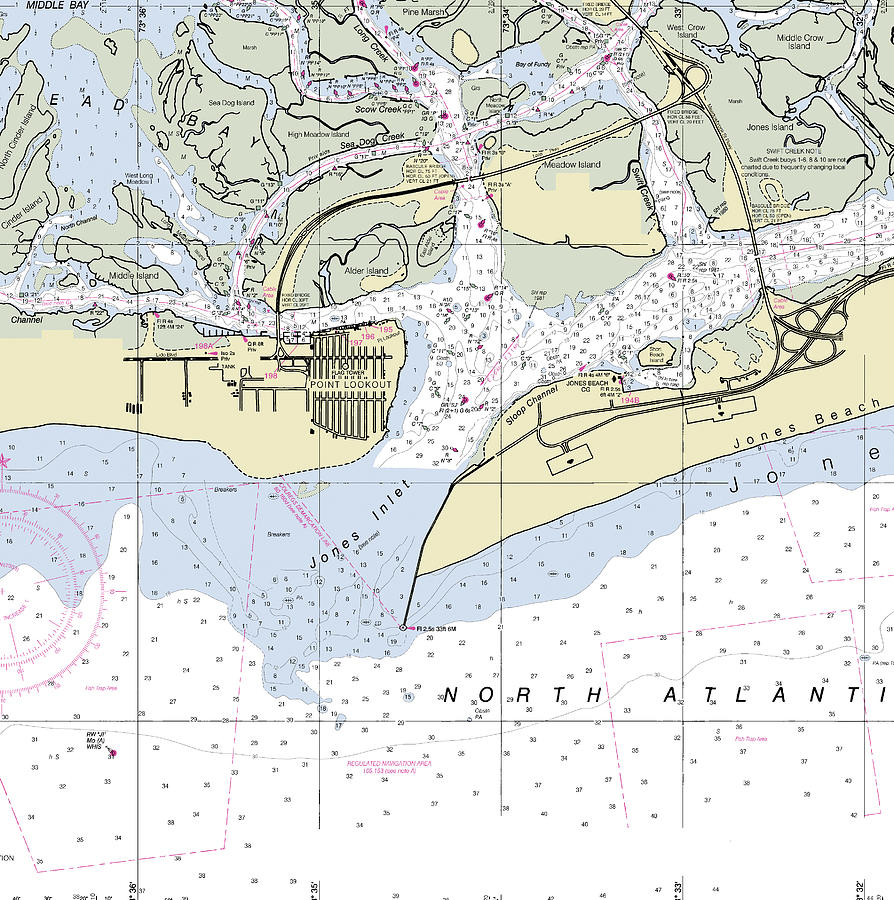 Jones Inlet New York Nautical Chart Digital Art by Sea Koast Fine Art