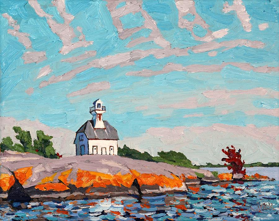 Jonses Lighthouse Parry Sound Archipelago Painting by Phil Chadwick
