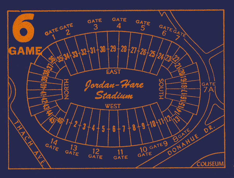 Jordan-Hare Stadium Map Mixed Media by Row One Brand