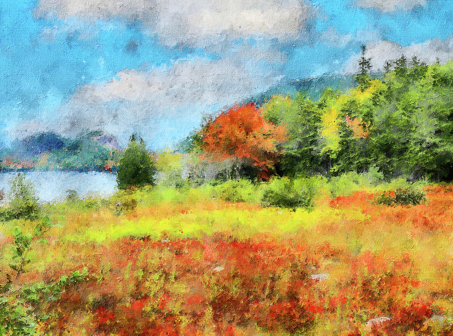 Jordan Pond Acadia Watercolor Painting by Dan Sproul