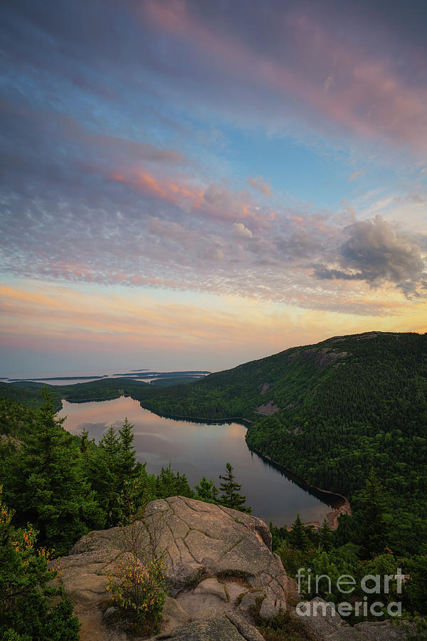 Acadia National Park Photograph - Jordan Pond Sunset From North Bubble  by Michael Ver Sprill