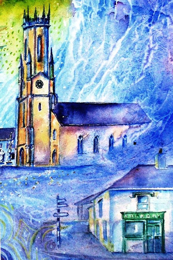 Jordans corner and Chapel Hacketstown  Painting by Trudi Doyle