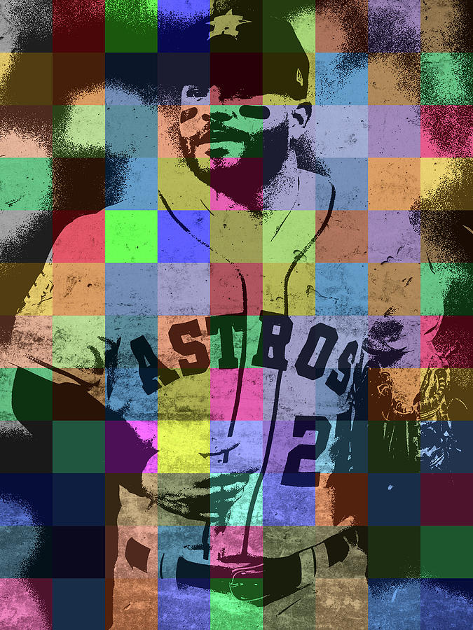 Jose Altuve Mixed Media - Jose Altuve Baseball Player Patchwork Portrait by Design Turnpike