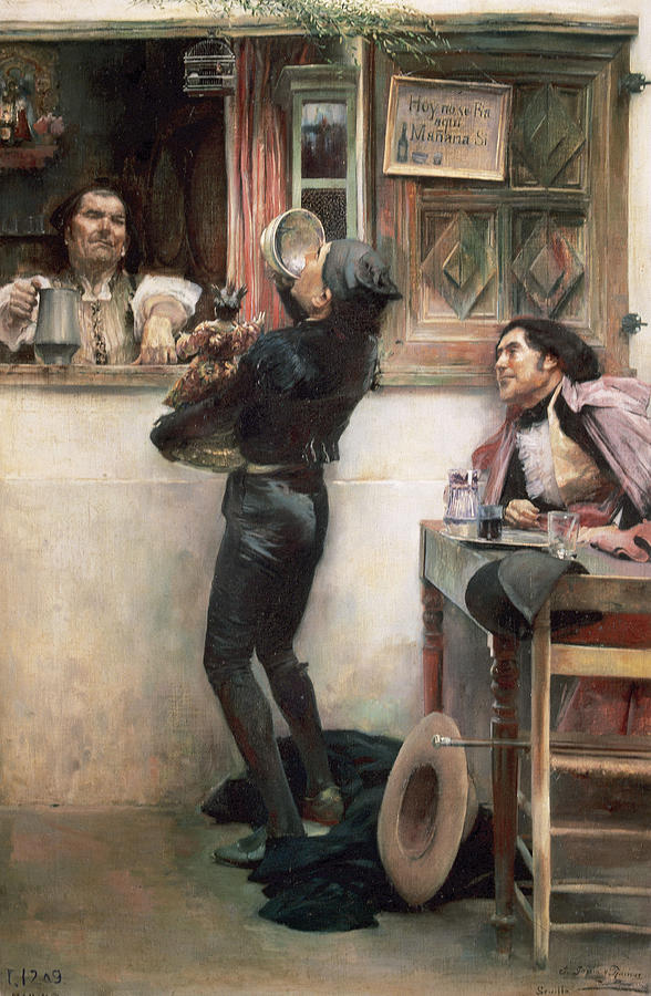 Coffee Painting - Jose Garcia Ramos -1852 - 1912-. Spanish painter. To see you, my Jesus -1895-. Oil on canvas. Mus... by Album