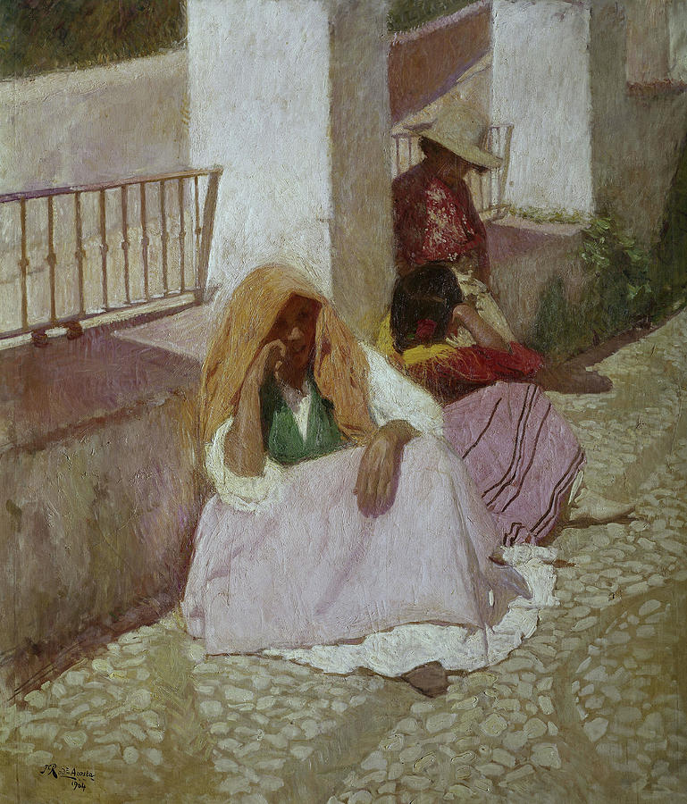 Jose Maria Rodriguez Acosta/ Gypsies In The Sun -1904-. Painting by Jose Maria Rodriguez Acosta