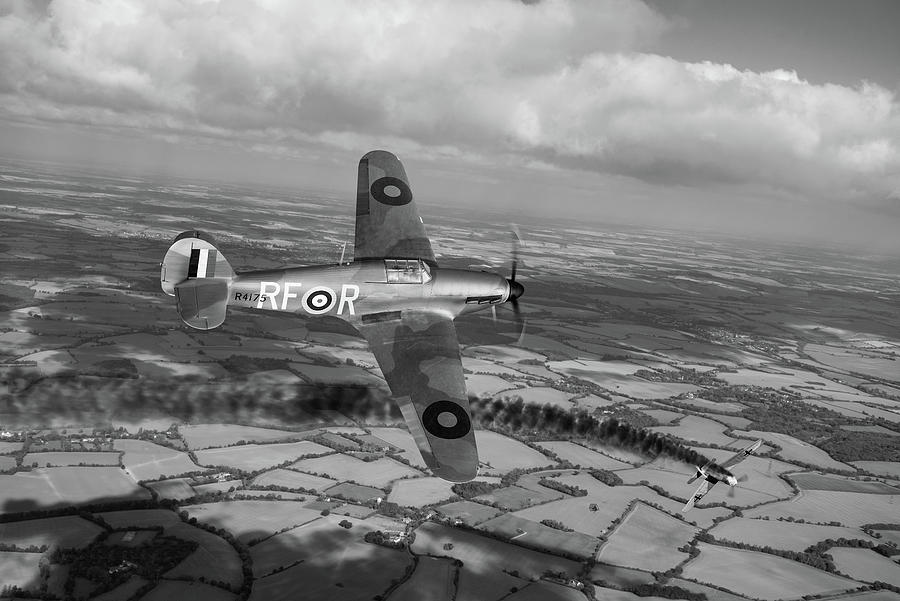 Josef Frantisek of 303 Squadron in action BW version Photograph by Gary Eason