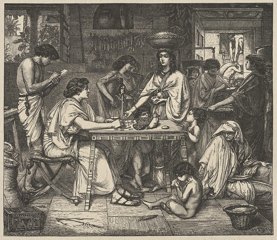 Joseph Distributes Corn Drawing by After Edward John Poynter
