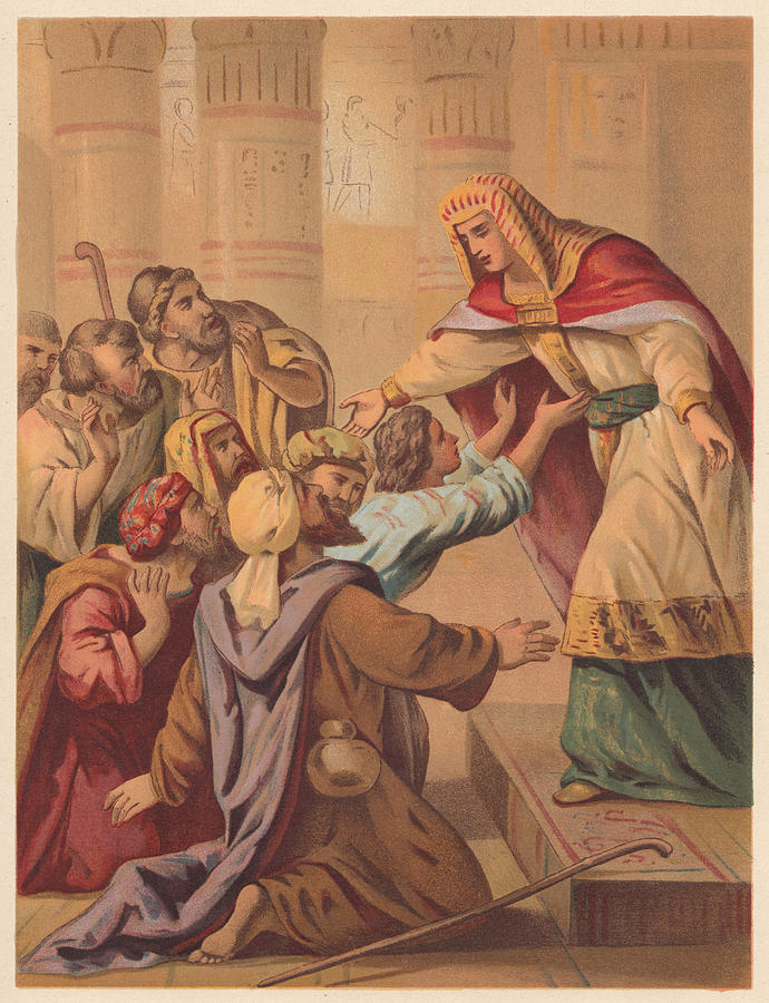 Joseph Forgives His Brothers (Genesis 45), chromolithograph, published in 1886 Drawing by Zu_09