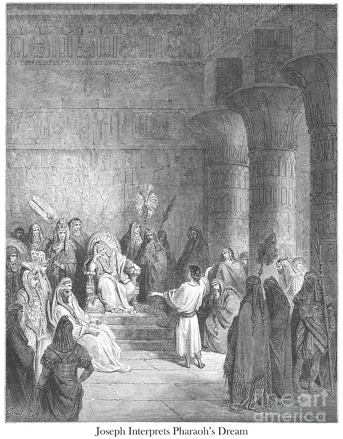 Joseph Interpreting the Pharaohs Dream by Gustave Dore v2 Drawing by Historic illustrations