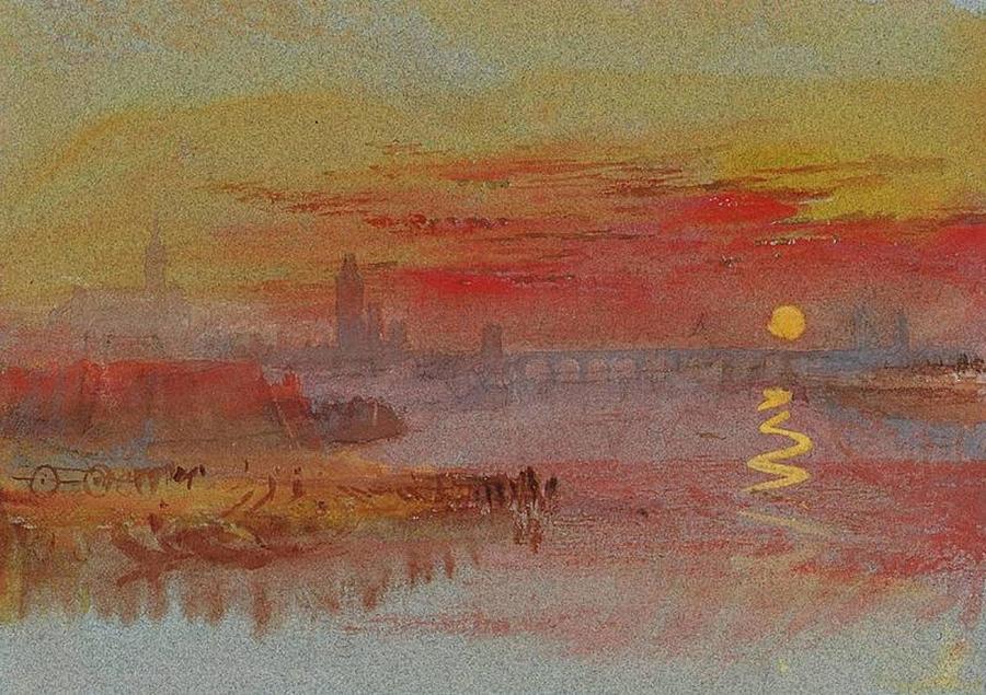 Joseph Mallord William Turner - The Scarlet Sunset Painting by Les Classics