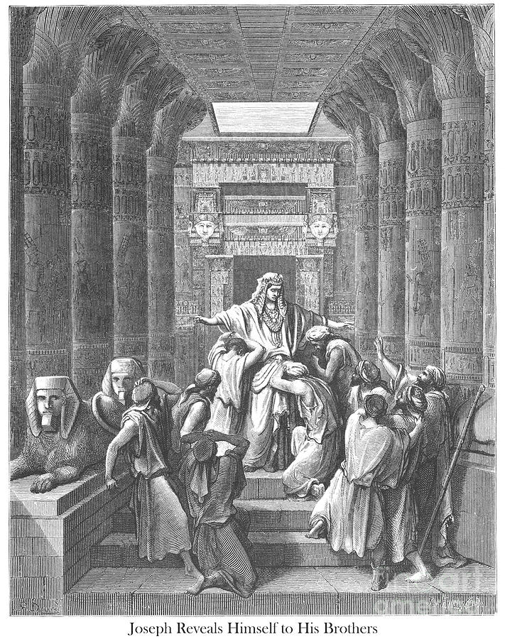 Joseph Reveals Himself to His Brothers by Gustave Dore v1 Drawing by Historic illustrations