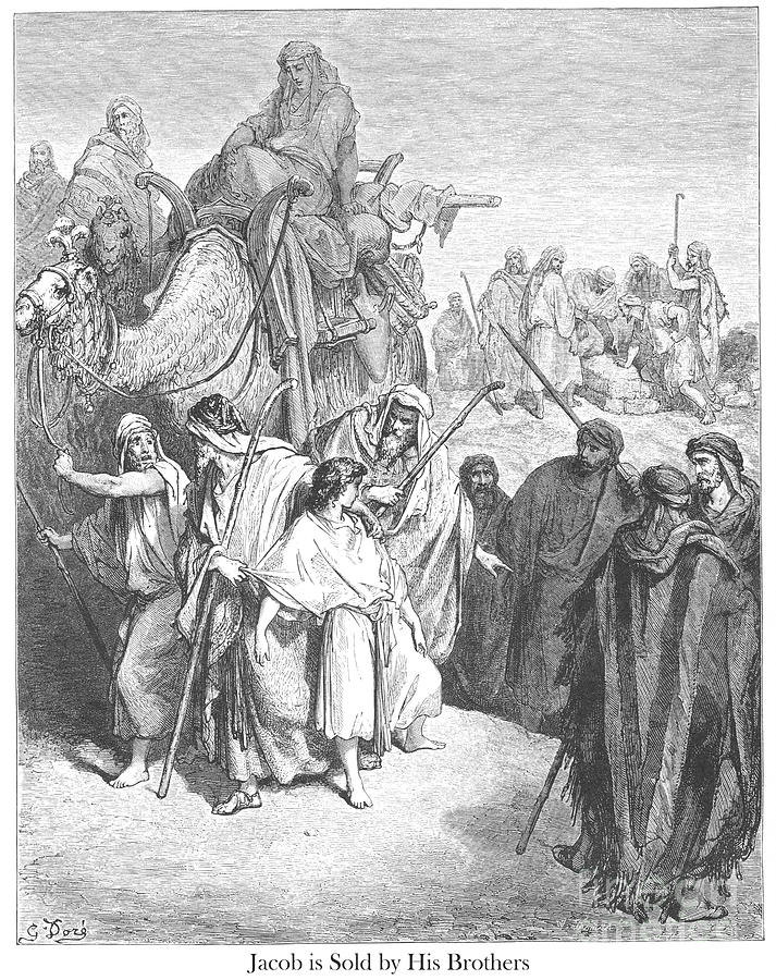 Joseph Sold by His Brethren by Gustave Dore v1 Drawing by Historic illustrations