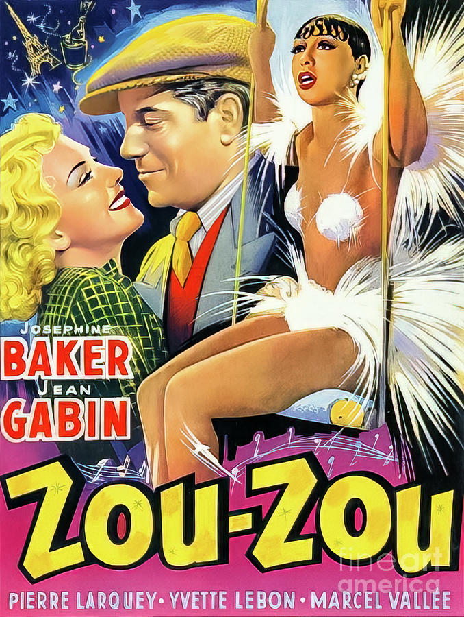 Josephine Baker 1934 Zou Zou Movie Poster Drawing by M G Whittingham