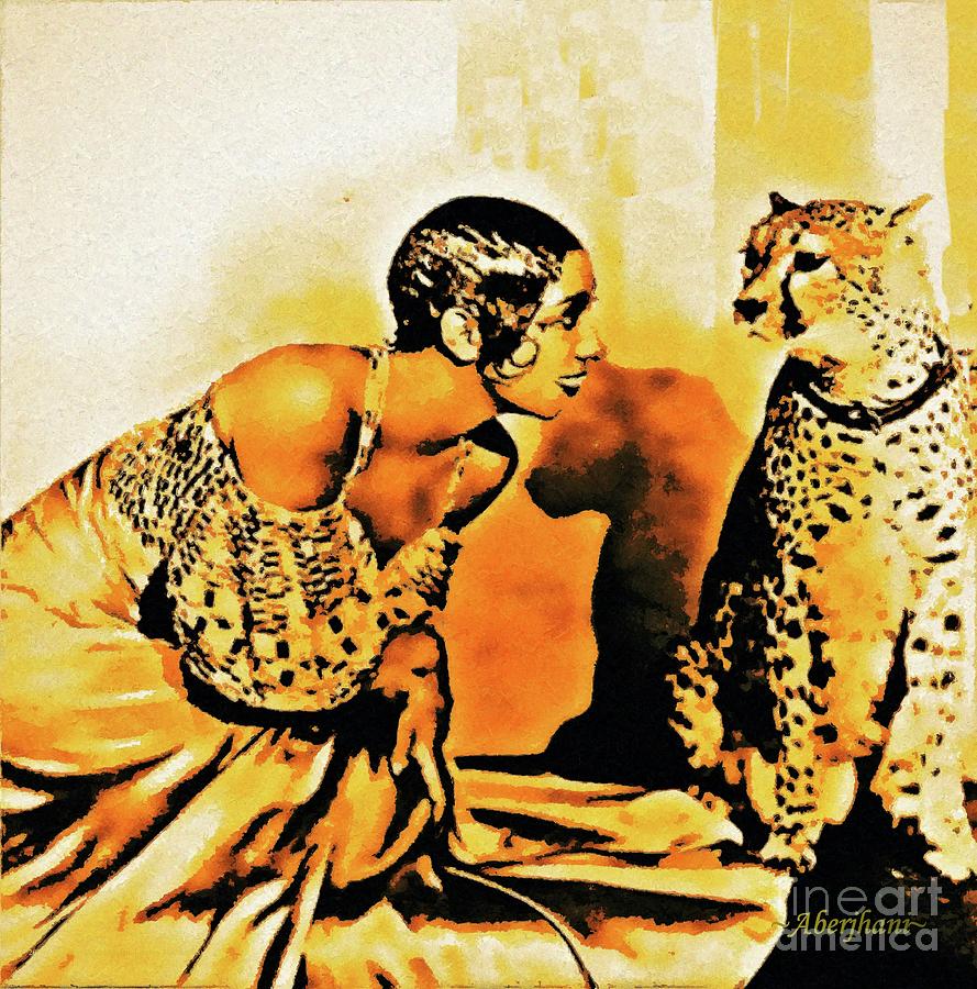 Josephine Baker and Chiquita the Cheetah Number 2 Digital Art by Aberjhani