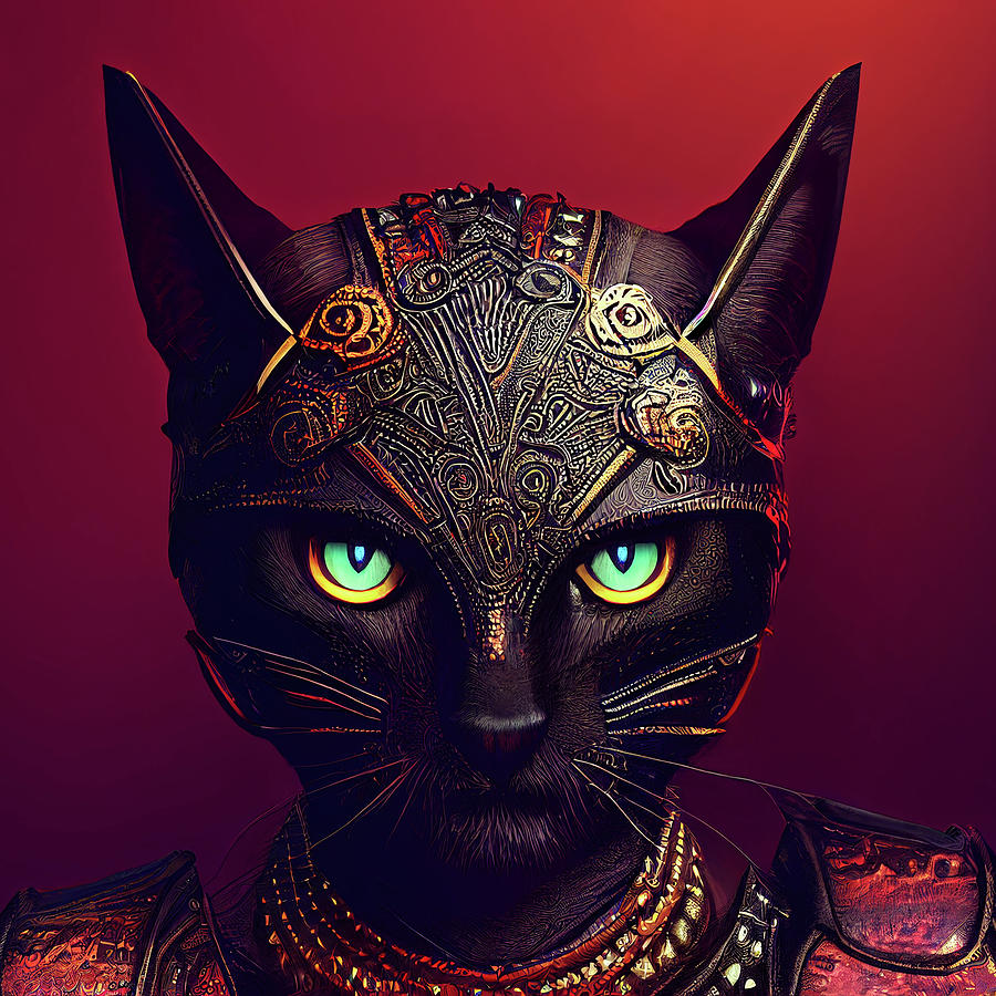 Josephine the Black Cat Warrior Digital Art by Peggy Collins